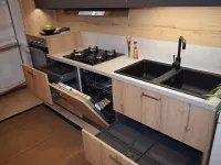 Cucina Kal maniglie moderna rovere chiaro Arredo3 lineare scontata 50%