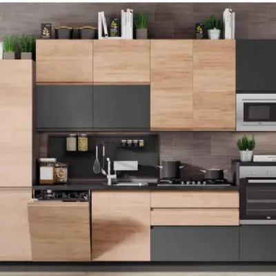 Cucina rovere chiaro moderna lineare Net cucine Kelly 330ex a soli 3480