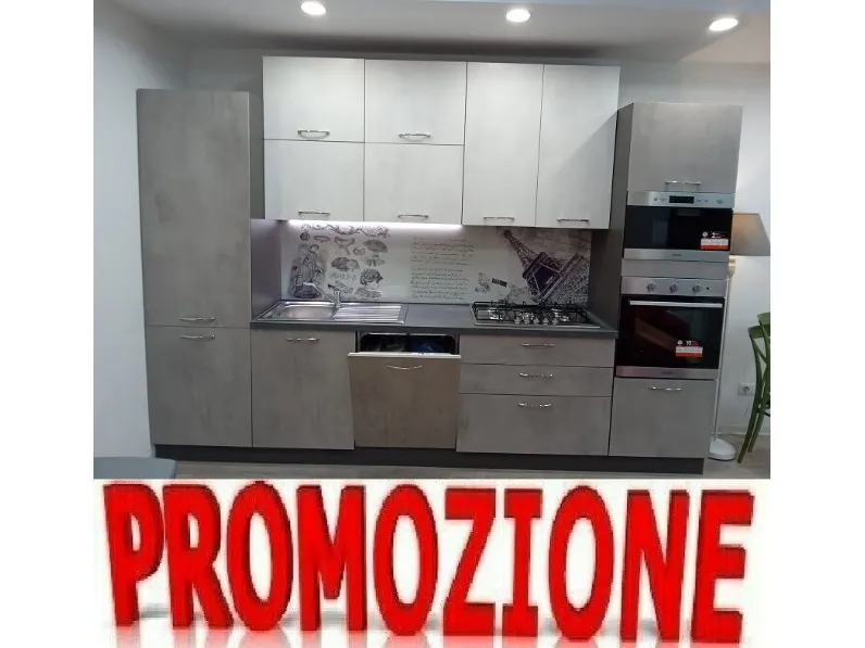 Cucina lineare moderna Kore cm 330 Artigianale a prezzo ribassato