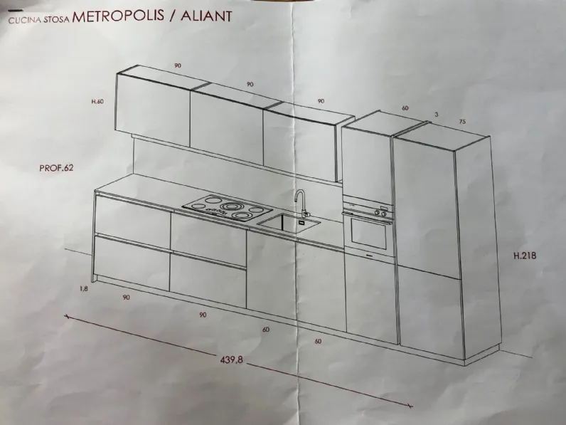 Cucina Stosa moderna lineare altri colori in laminato opaco Metropolis/alliant