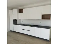 Cucina lineare in laminato opaco bianca White a prezzo scontato