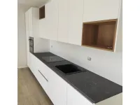 Cucina lineare in laminato opaco bianca White a prezzo scontato