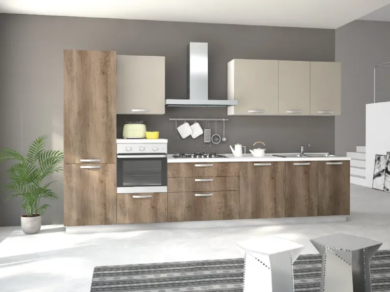 Cucina lineare in laminato opaco grigio Cucina ratika 3 360 cm a prezzo ribassato