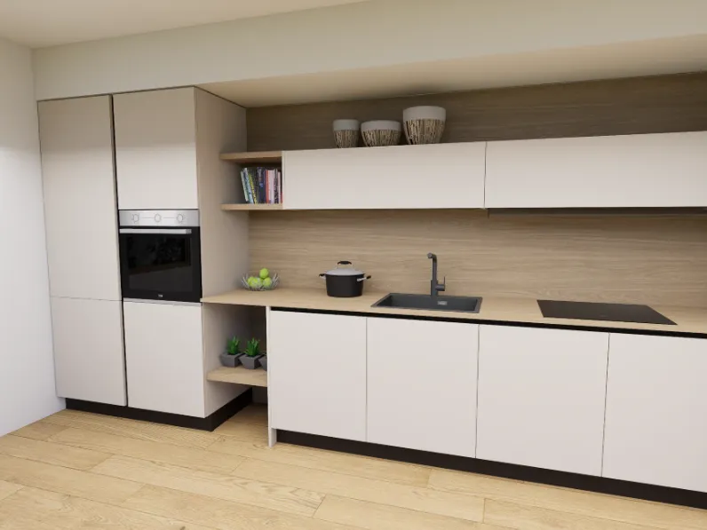 Cucina Arredo3 moderna lineare tortora in laminato opaco Cucina kali composizione 17