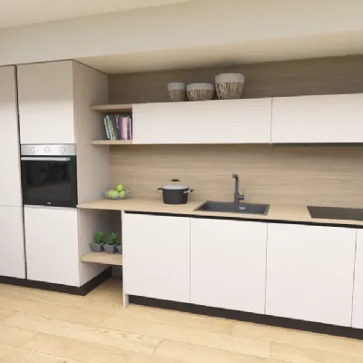 Cucina lineare in laminato opaco tortora Cucina kali composizione 17 a prezzo scontato