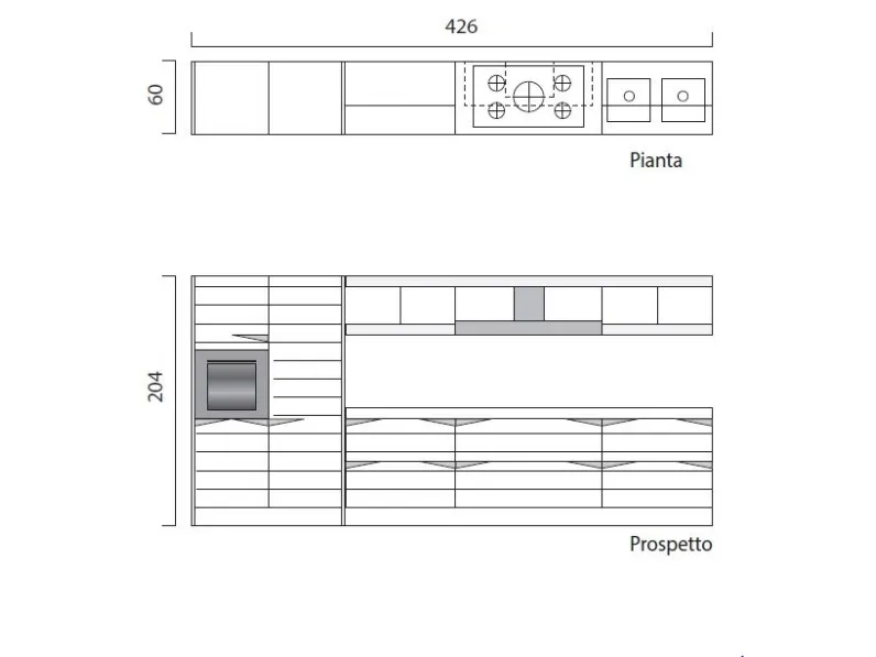 Cucina lineare in legno a prezzo scontato