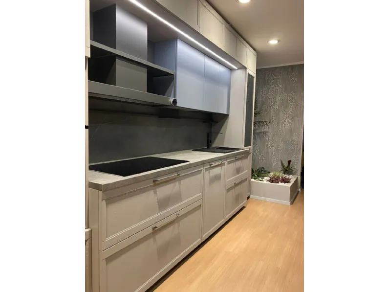 Cucina lineare in legno grigio Flavour  a prezzo ribassato