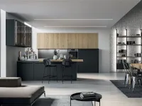 Cucina lineare in legno grigio Tekna a prezzo ribassato