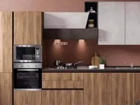 Cucina lineare in legno noce Marilin a prezzo ribassato