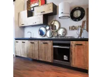 Cucina lineare in legno rovere chiaro Cucina industrial vintage ante legno  a prezzo scontato