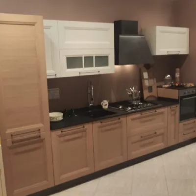 Cucina lineare in legno rovere chiaro Gea a prezzo ribassato