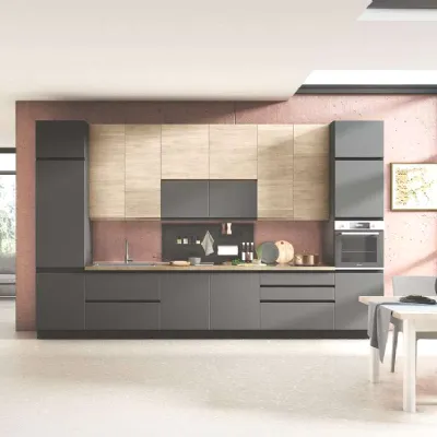Cucina grigia moderna lineare Kelly Net cucine in Offerta Outlet