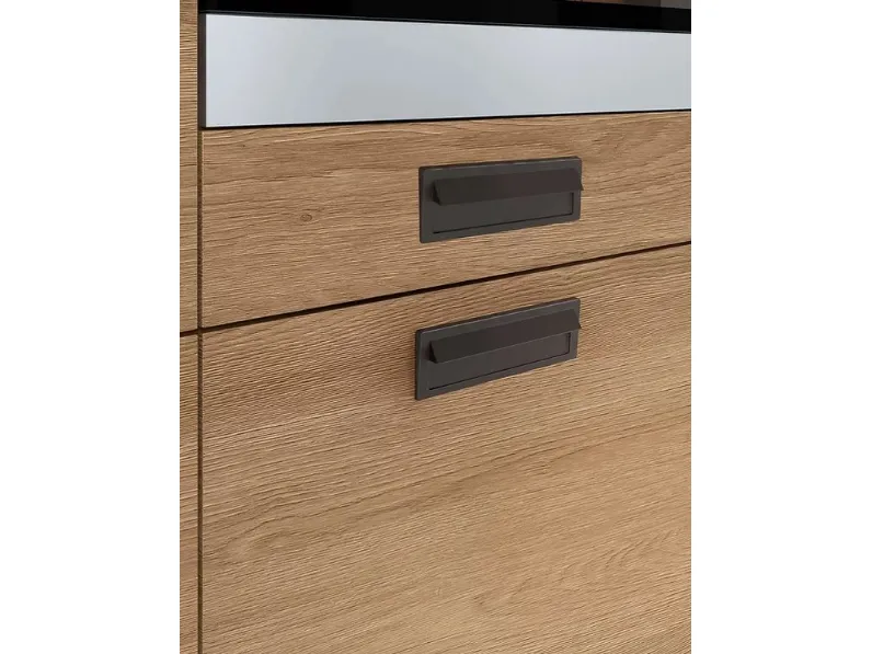 Cucina lineare in polimerico opaco rovere chiaro Modello futura a prezzo ribassato