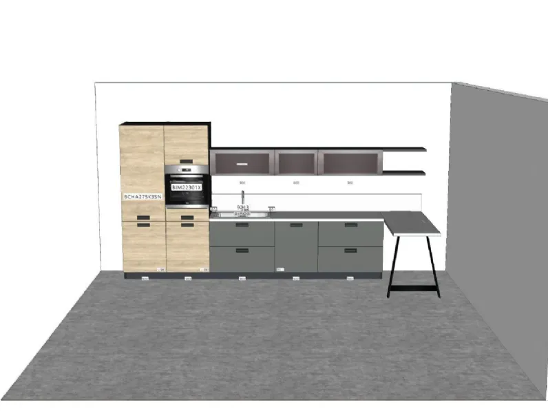 Cucina lineare in polimerico opaco rovere chiaro Modello futura a prezzo ribassato