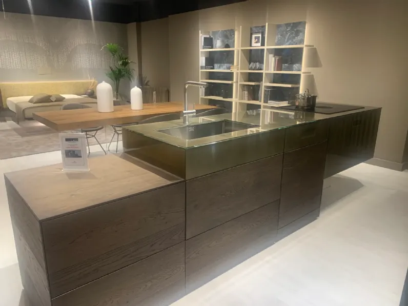 Cucina lineare in vetro blu Cucina lago a prezzo scontato