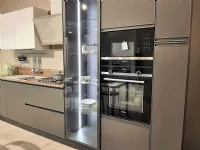 Cucina lineare in laminato opaco grigio Kaly a prezzo scontato