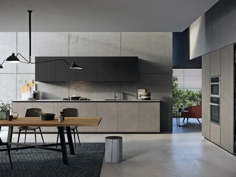 Cucina grigio moderna lineare Anta 2 Antares in Offerta Outlet