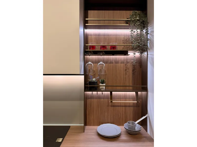 Cucina Stosa moderna lineare bianca in laminato opaco Cucina lineare total white