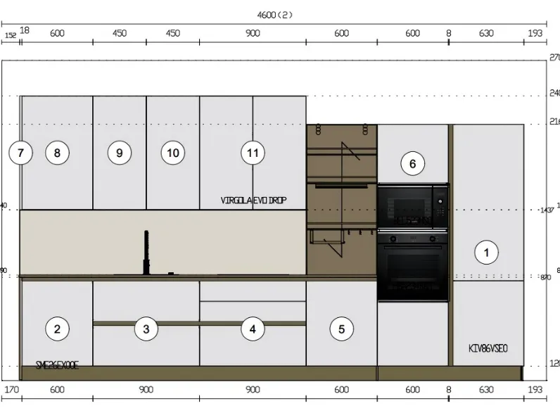 Cucina Stosa moderna lineare bianca in laminato opaco Cucina lineare total white