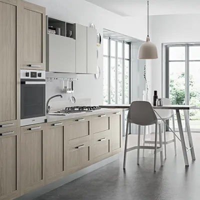 Cucina lineare moderna rovere chiaro Prima cucine Domino telaio a soli 5998