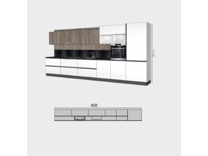 Cucina lineare in laminato materico altri colori Easy pro a prezzo ribassato