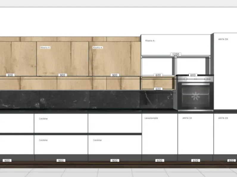 Cucina lineare in laminato materico altri colori Easy pro a prezzo ribassato