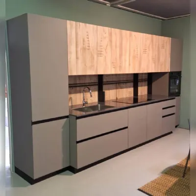 Cucina grigia moderna lineare P80 Aran scontata
