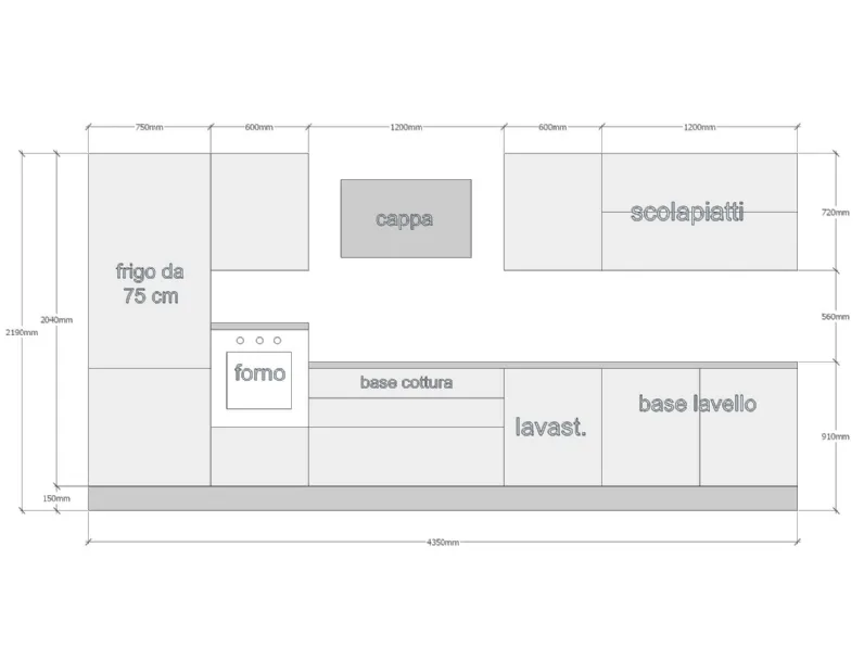 Cucina lineare moderna Jey Creo kitchens a prezzo ribassato