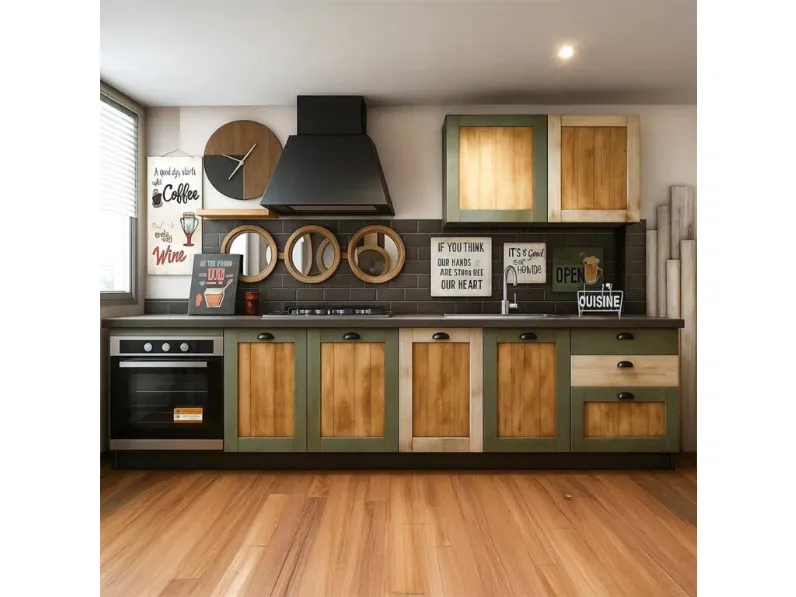 Cucina a prezzo scontato lineare provenzale Cucina nordic  vintage style  in legno Nuovi mondi collection