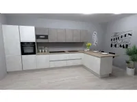 Cucina Linen moderna altri colori con penisola Nobilia scontata 50%