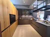 Cucina Loft wood design grigio con penisola Arrex