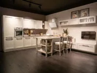 Cucina Lube cucine classica con penisola bianca in legno Claudia