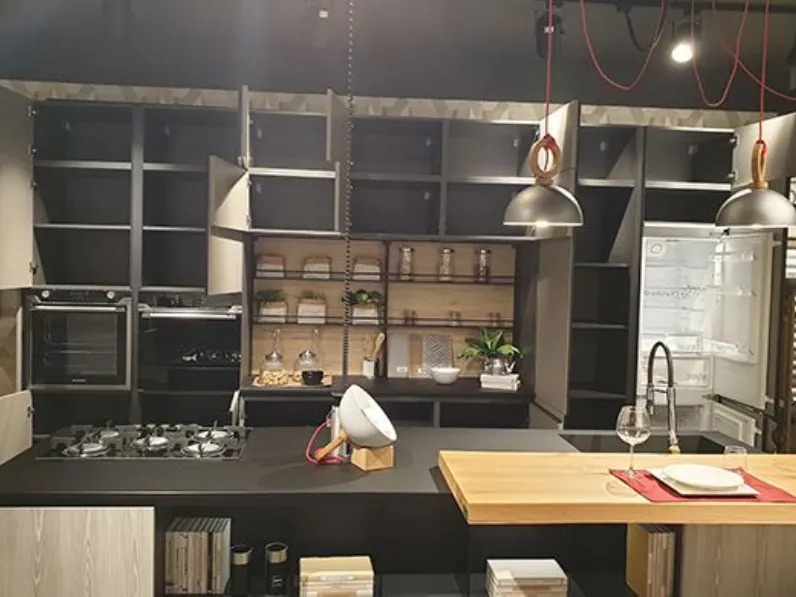 Cucina Lube cucine moderna ad isola grigio in laminato materico Immagina lux