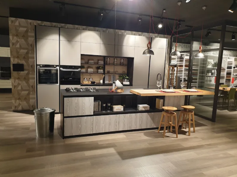 Cucina Lube cucine moderna ad isola grigio in laminato materico Immagina lux