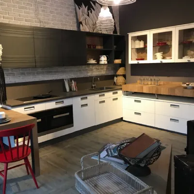 CUCINA Marchi cucine ad angolo Lab 40, bianco e legno vecchio SCONTATA