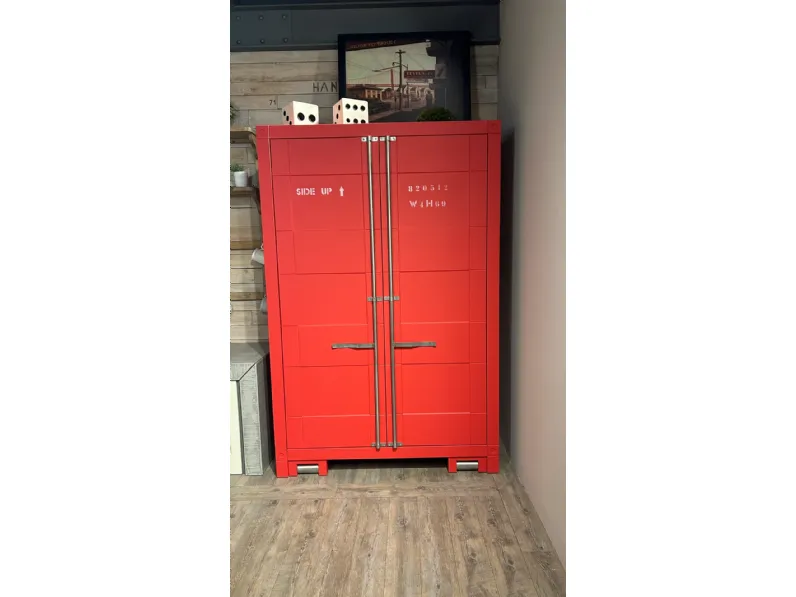 Cucina rossa industriale lineare Dispensa container  Marchi cucine in Offerta Outlet