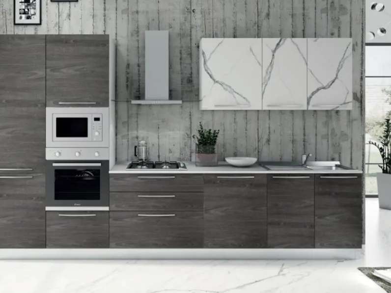 Cucina a PREZZI OUTLET in laminato materico Kuadra cucine -33%