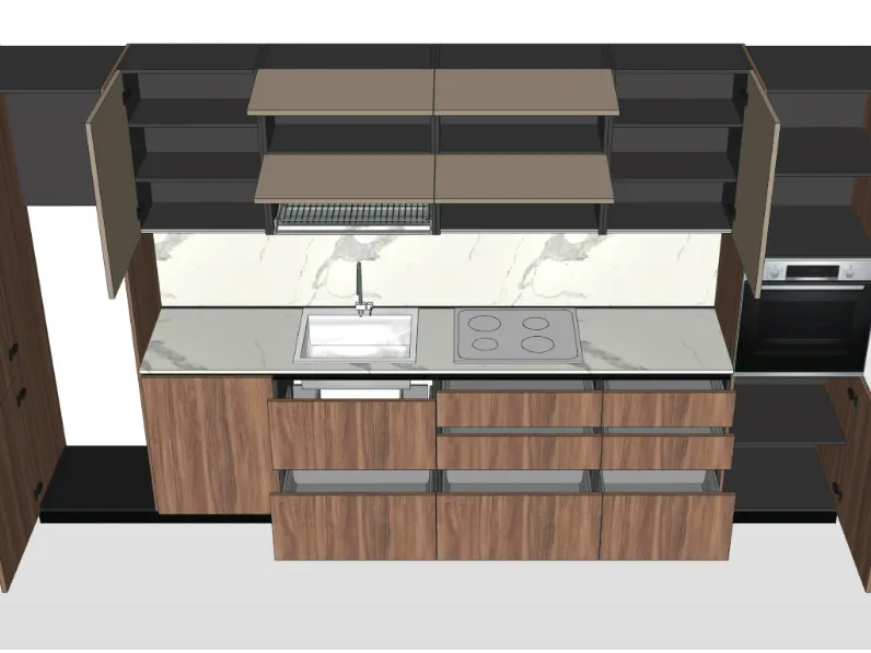 Cucina lineare  moderna altri colori Md work lineare scontata 49%