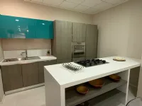 Cucina con isola in laminato materico blu Melissa a prezzo scontato