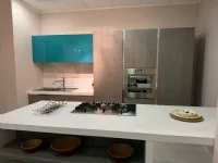 Cucina con isola in laminato materico blu Melissa a prezzo scontato