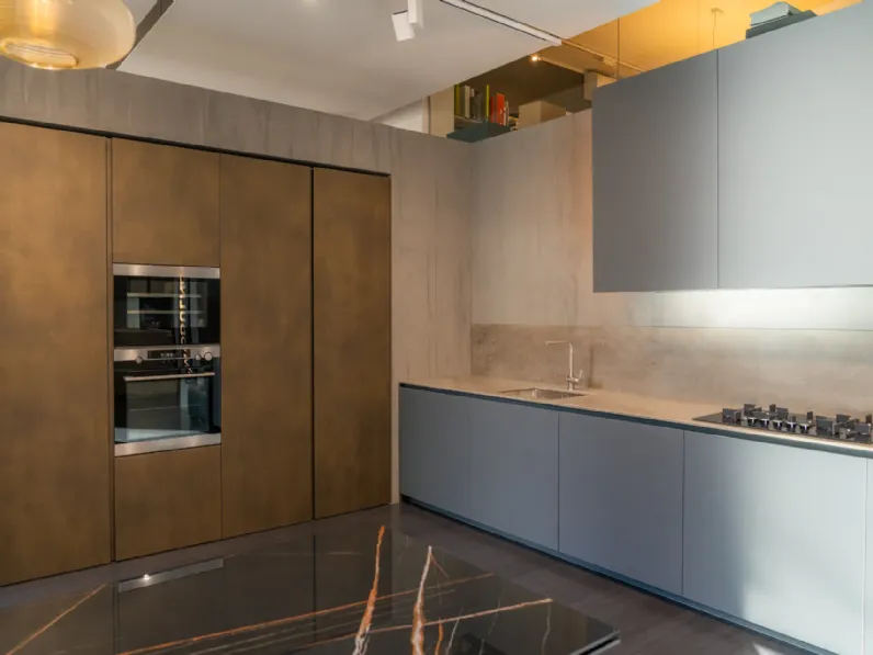 Cucina Modulnova design lineare antracite in laminato opaco Mh6