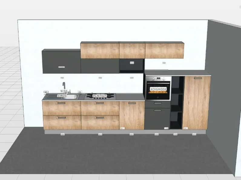 Cucina industriale lineare Mobilificio bellutti Modello planet wood a prezzo scontato