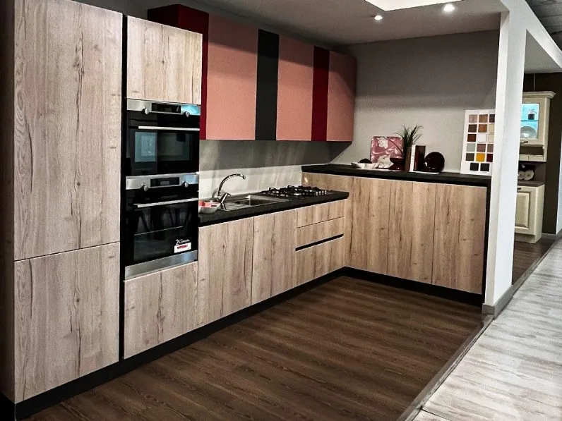 Cucina rovere chiaro moderna ad angolo Hilary Mobilturi a soli 4000