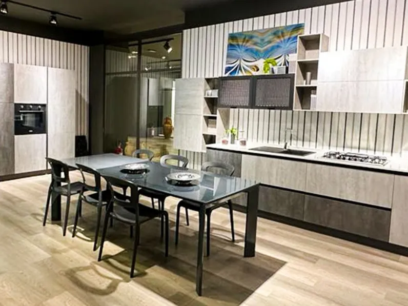 Cucina lineare in melaminico grigia Zen a prezzo ribassato