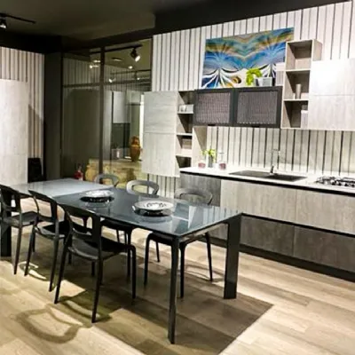 Cucina lineare in melaminico grigia Zen a prezzo ribassato
