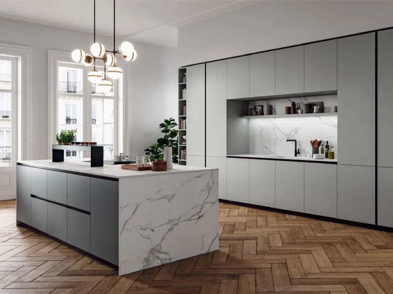 Cucina bianca design ad isola Anta 3 Antares scontata