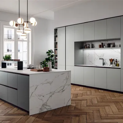 Cucina bianca design ad isola Anta 3 Antares scontata