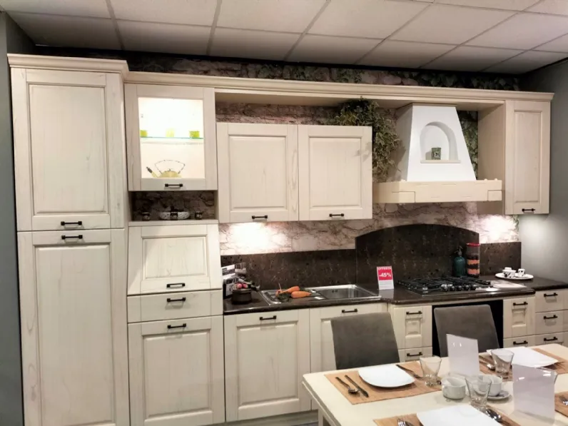 Cucina Aurora laccata panna fiorentino country magnolia Astra lineare scontata 46%