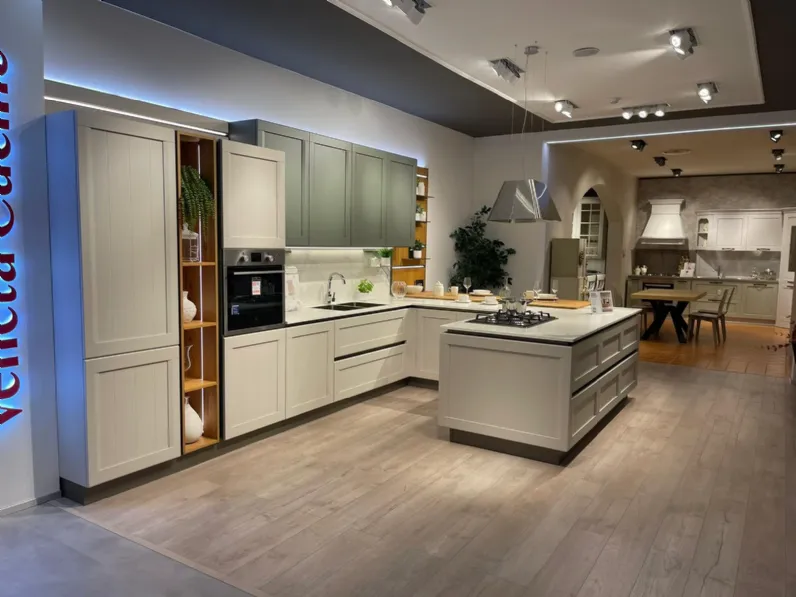 Cucina con penisola moderna bianca Veneta cucine Cv 631 cucina armonia a soli 12900�