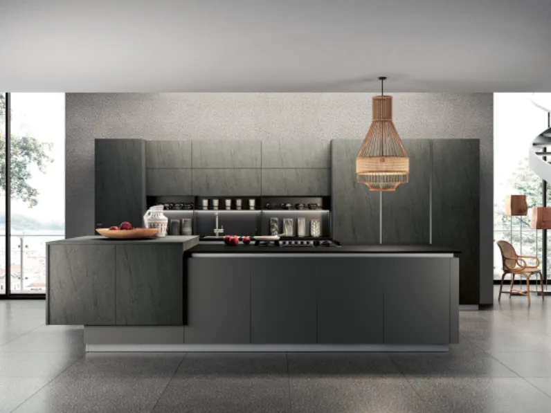 Cucina Colombini casa moderna ad isola grigio in legno Eleganza